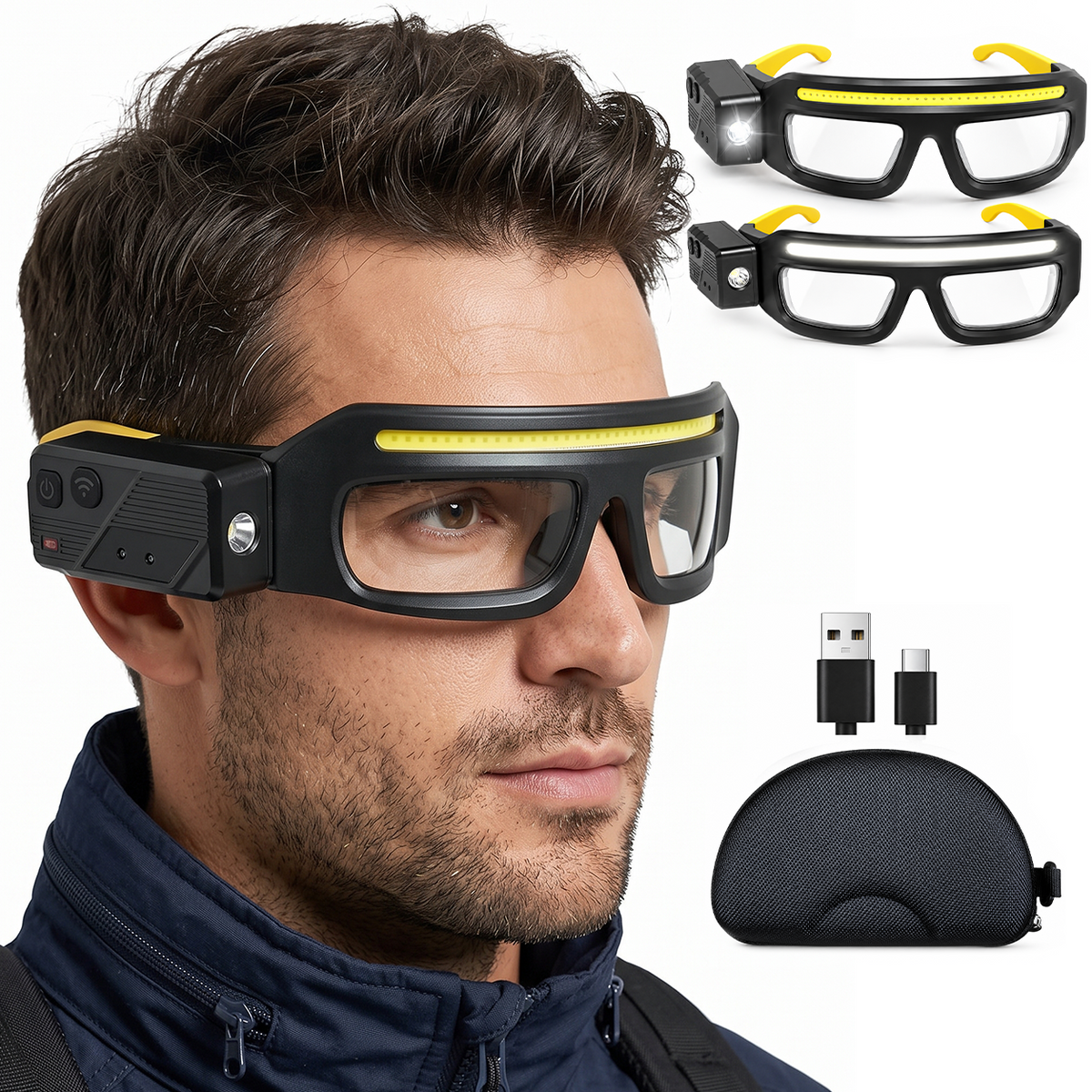 BeamSight™ LED Work Glasses – Hands-Free 230° Light with Wave Sensor