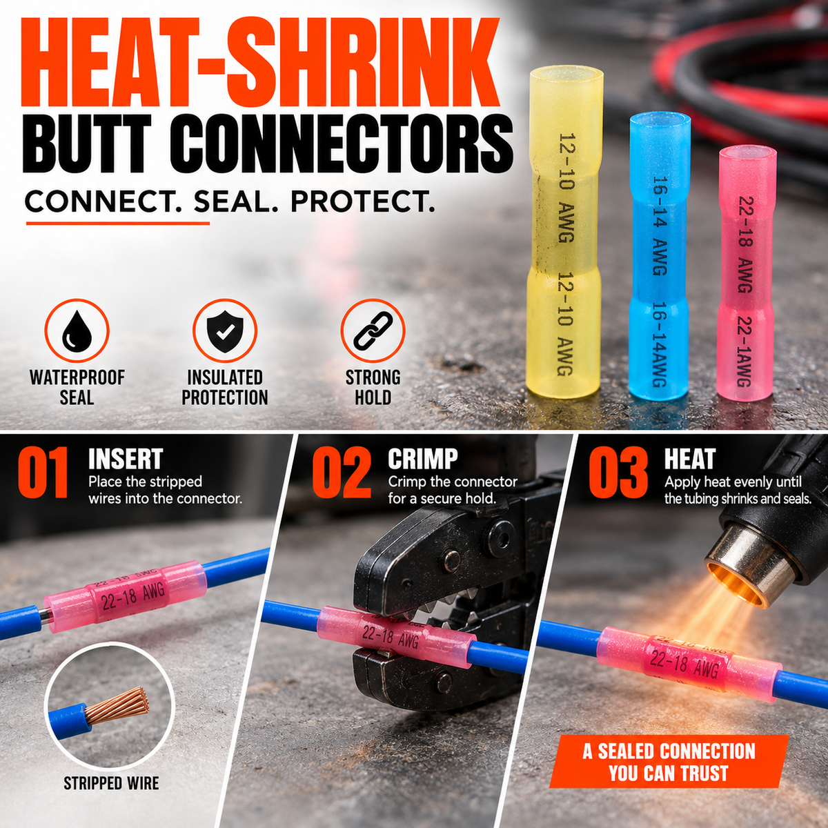 Heat Shrink Butt Connector Kit