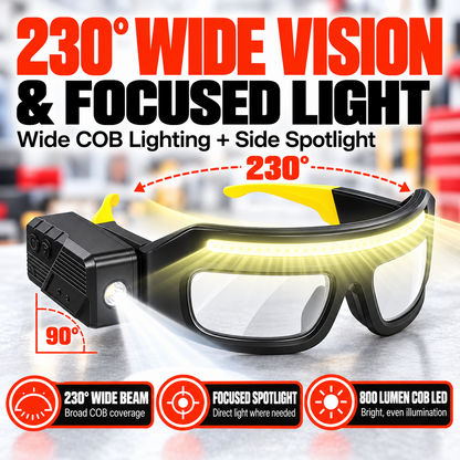 BeamSight™ LED Work Glasses – Hands-Free 230° Light with Wave Sensor