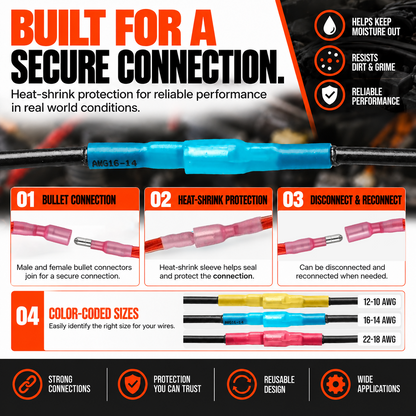 Heat Shrink Bullet Connectors Kit