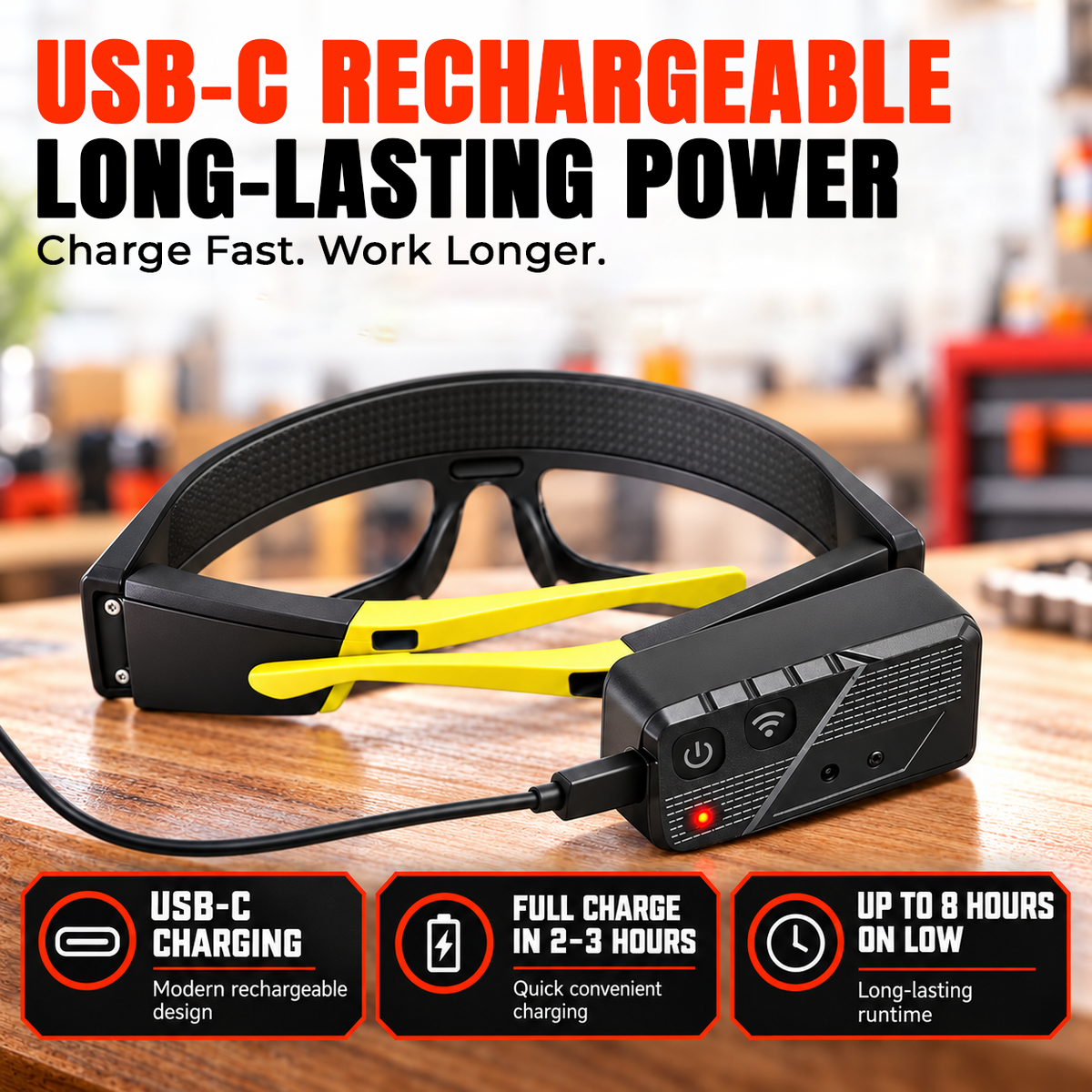 BeamSight™ LED Work Glasses – Hands-Free 230° Light with Wave Sensor