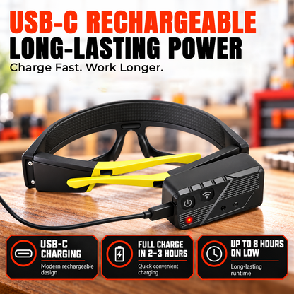 BeamSight™ LED Work Glasses – Hands-Free 230° Light with Wave Sensor