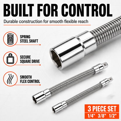 Flexible Socket Extension Bar ( 3-pcs Size Set)
