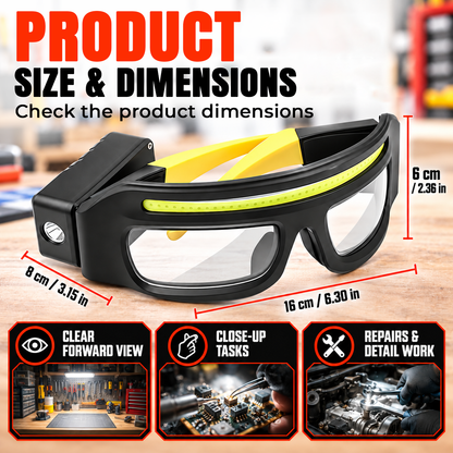 BeamSight™ LED Work Glasses – Hands-Free 230° Light with Wave Sensor