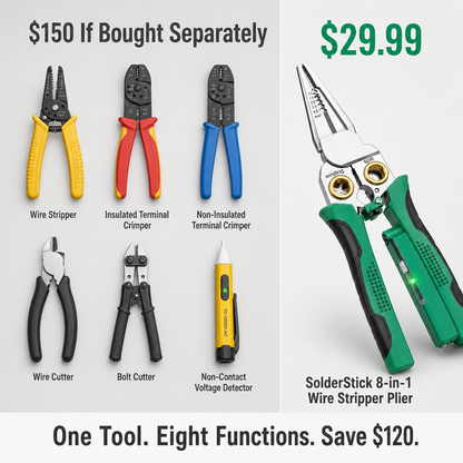 SolderStick 8-in-1 wire stripper plier - $150 toolkit equivalent for $29.99