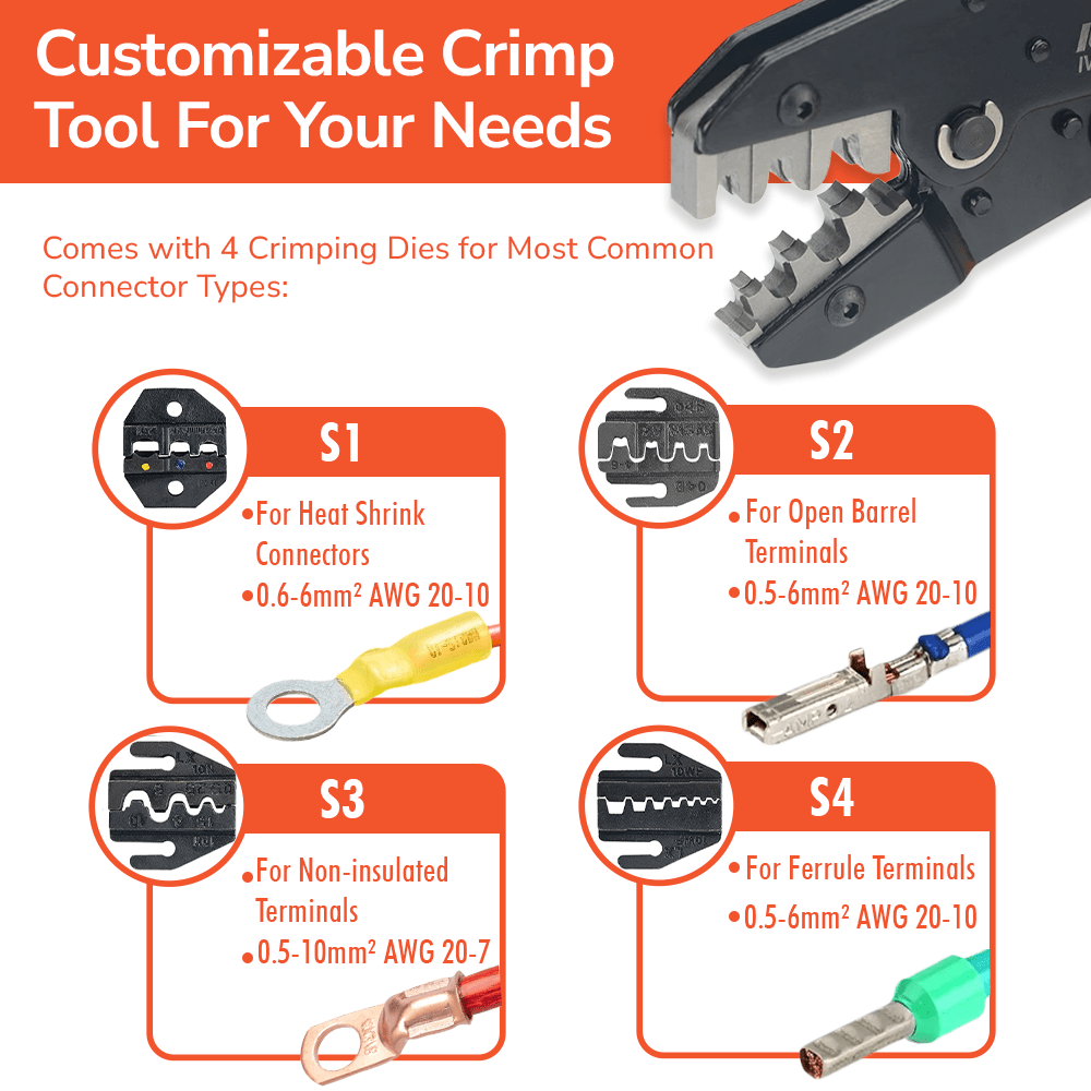 Wire Crimping Tool with changeable dies - SolderStick