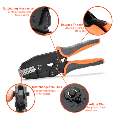 Wire Crimping Tool with changeable dies - SolderStick